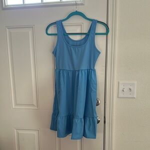 SHEIN Blue Sleeveless Ruffled Tiered Sundress